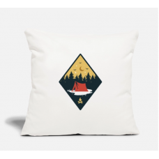 Tent With Campfire Natural White Pillow